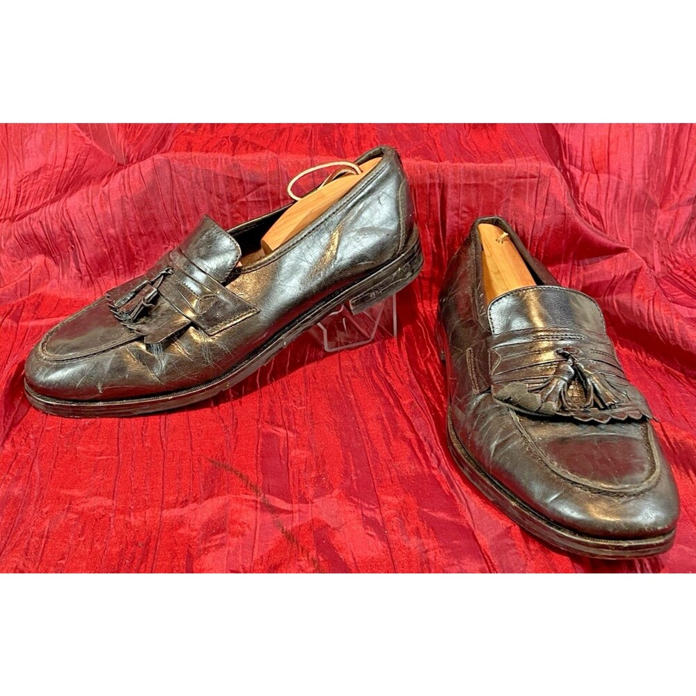 Mens Nunn Bush Dress Flex Black Leather Tassel Slip-On Loafers sz 10M